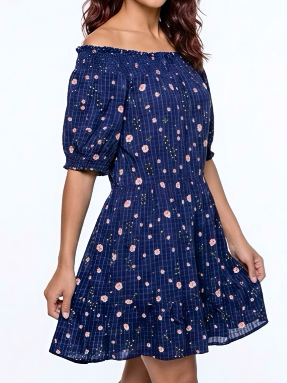 Old Navy Navy Floral Off the Shoulder Sundress Womens Size L